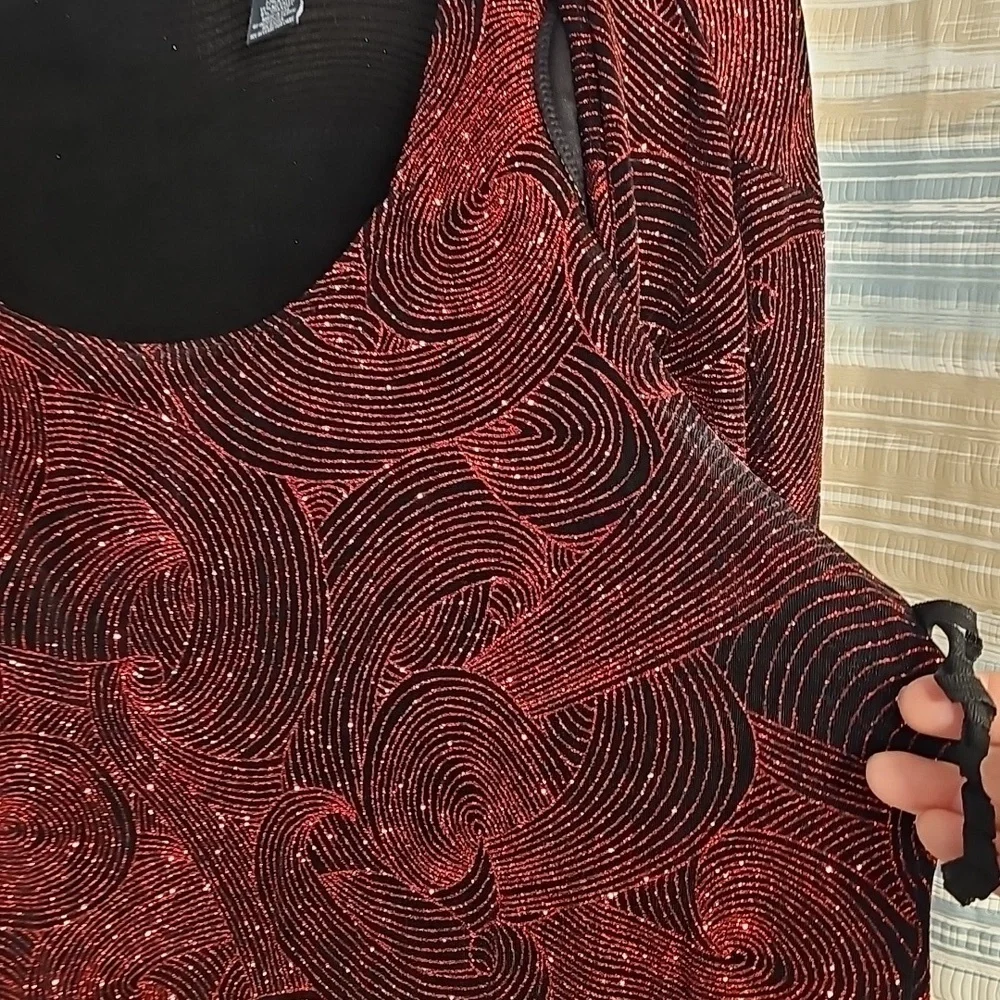 Dressbarn Women's Plus 2 Piece Elegant Swirl Designed Cocktail Cami/Jacket Set - Picture 5 of 7